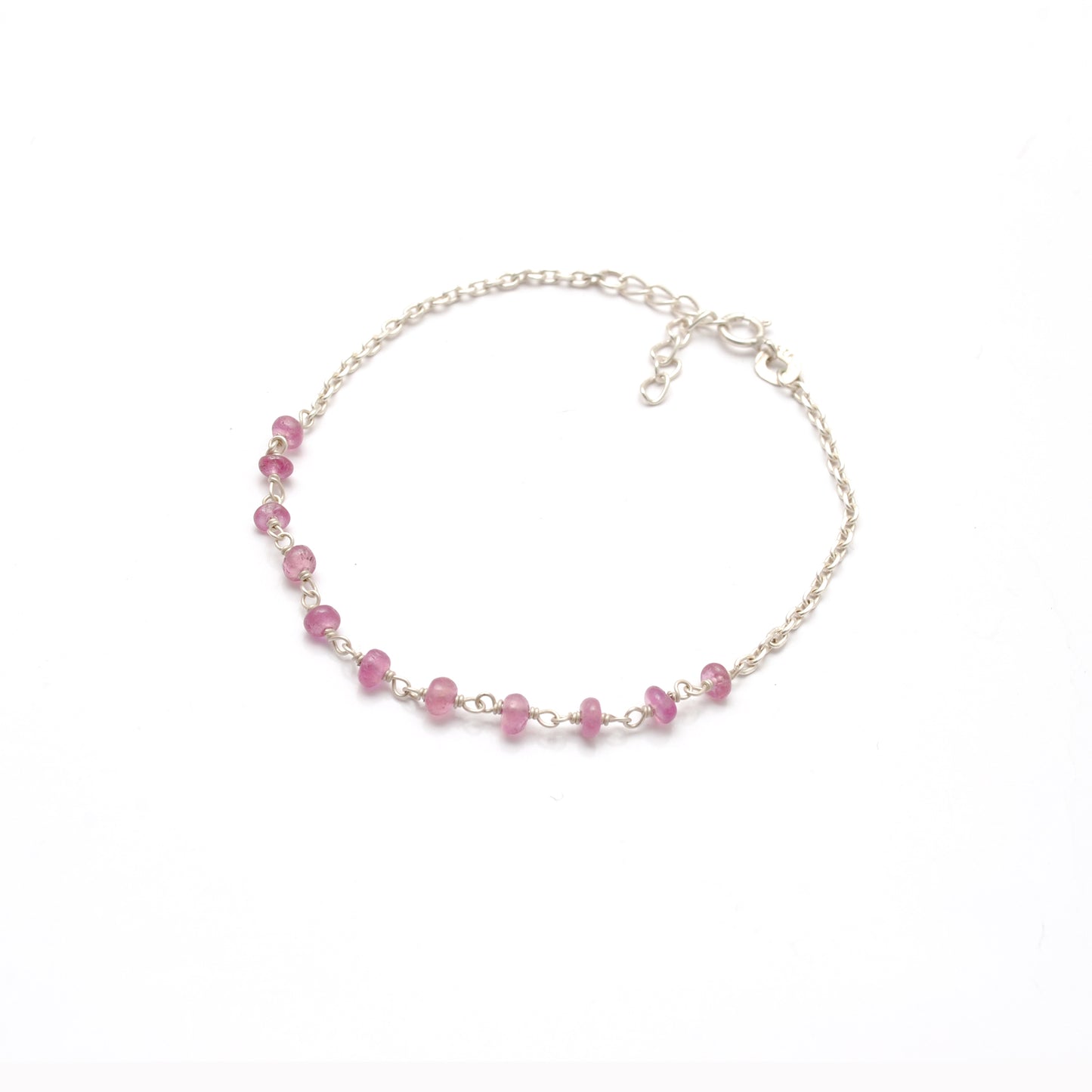 Elegant 8-Inch Sterling Silver Bracelet with 4mm Natural Ruby Beads