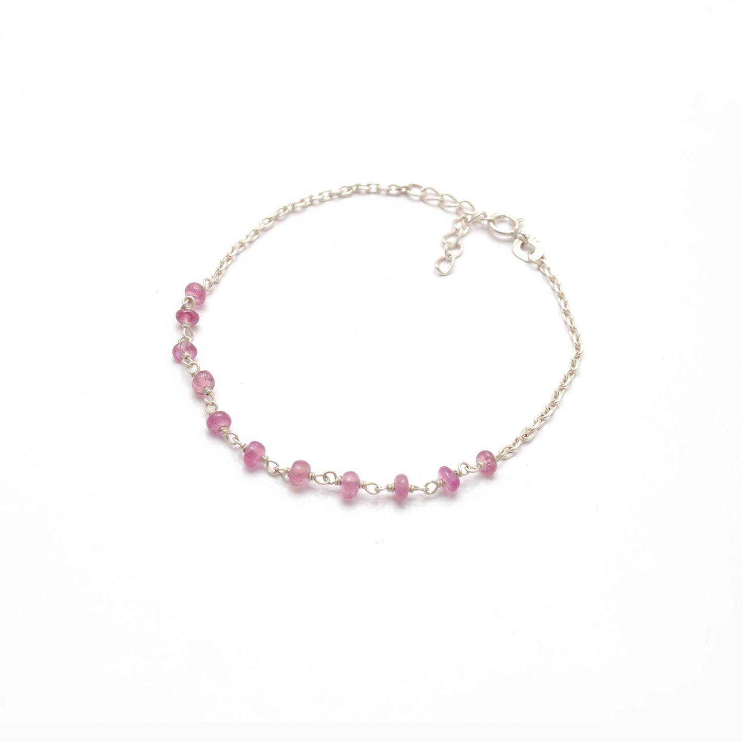 925 Sterling Silver Natural Ruby Beaded Bracelet –  Minimalist Gift for Her