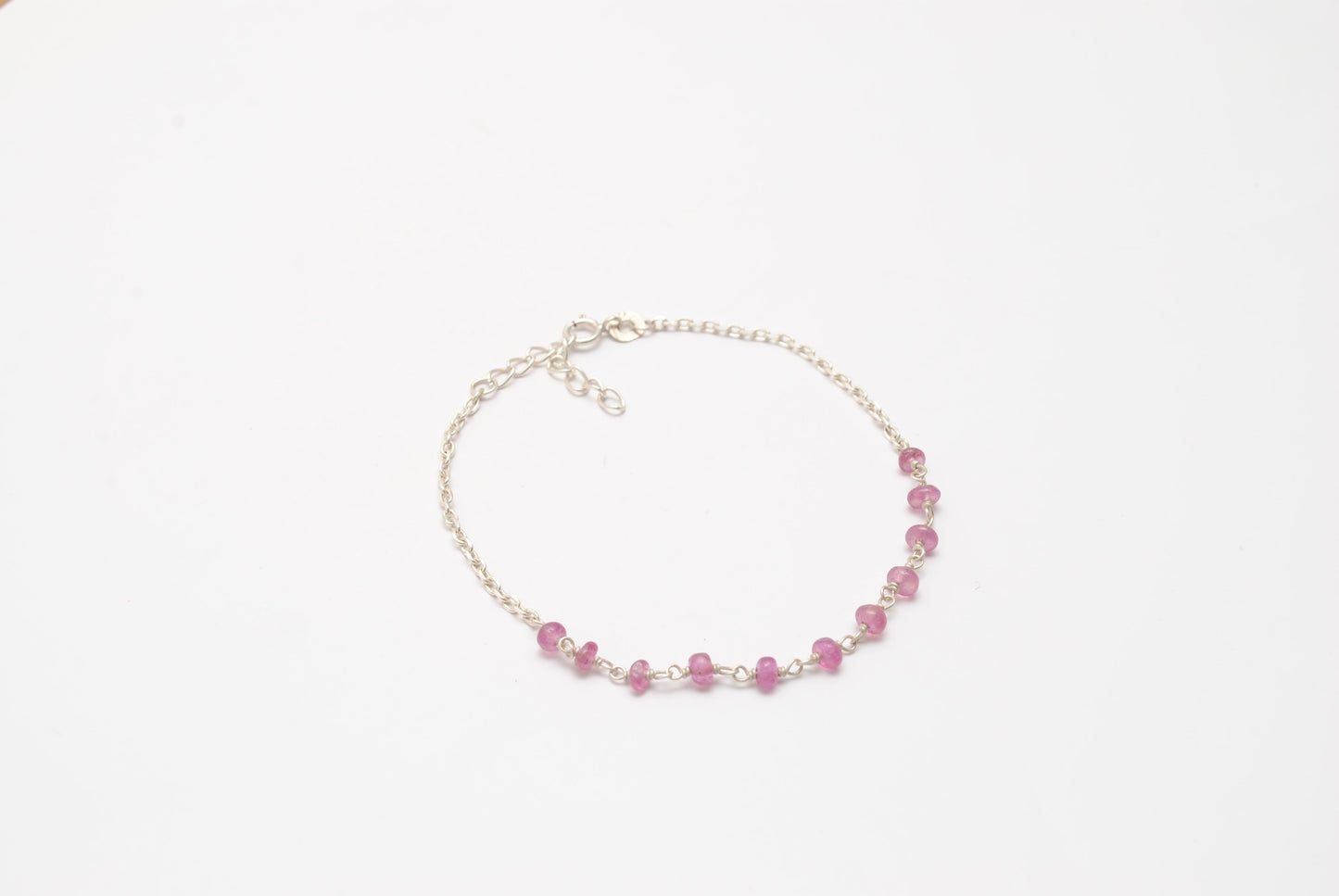 925 Sterling Silver Natural Ruby Beaded Bracelet –  Minimalist Gift for Her