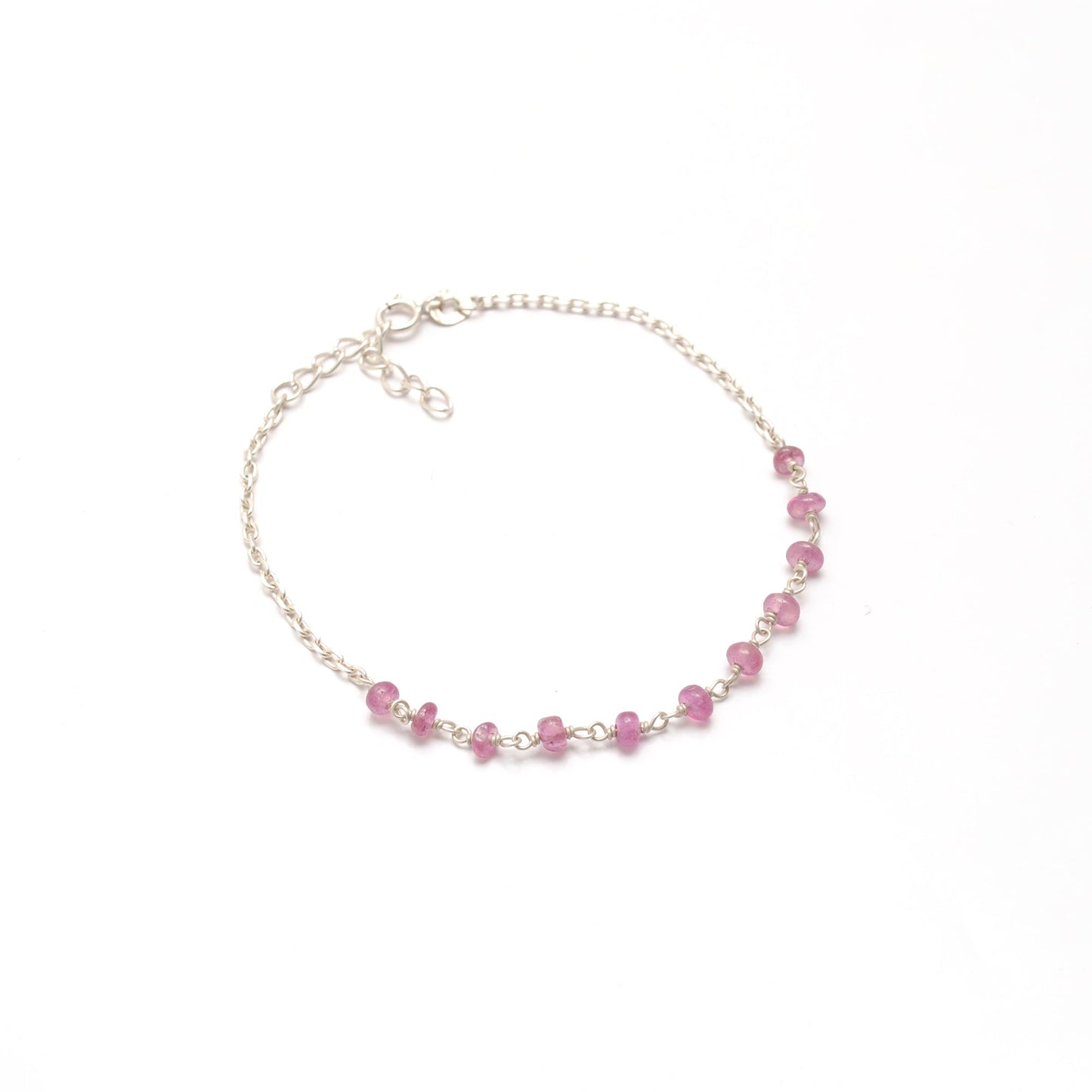 925 Sterling Silver Natural Ruby Beaded Bracelet –  Minimalist Gift for Her