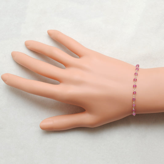 Elegant 8-Inch Sterling Silver Bracelet with 4mm Natural Ruby Beads - view 3