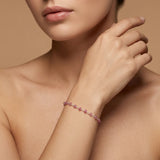 Elegant 8-Inch Sterling Silver Bracelet with 4mm Natural Ruby Beads