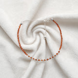 925 Sterling Silver 2.5mm Hessonite Garnet Beaded 8" Bracelet