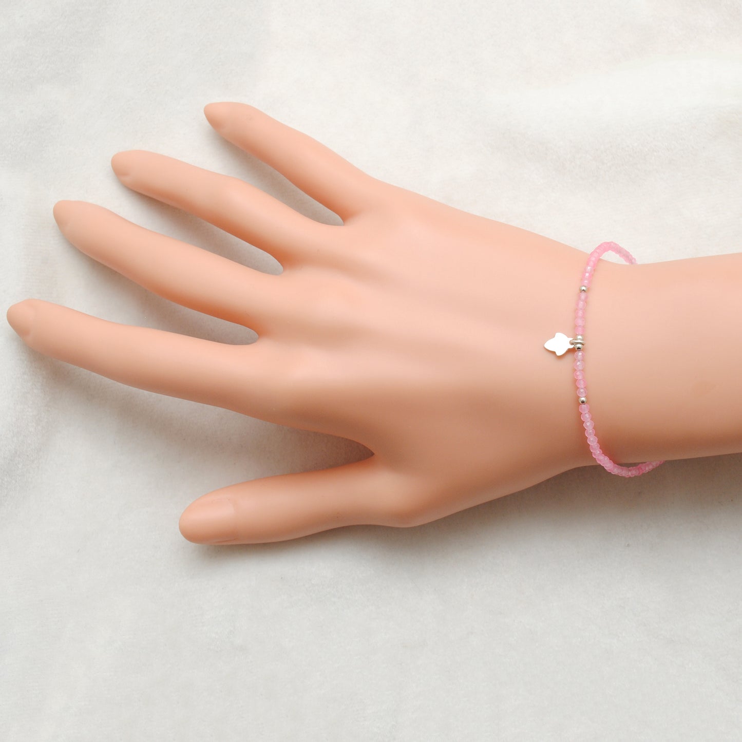 Natural 2.5mm Pink Chalcedony Beaded 8" Bracelet