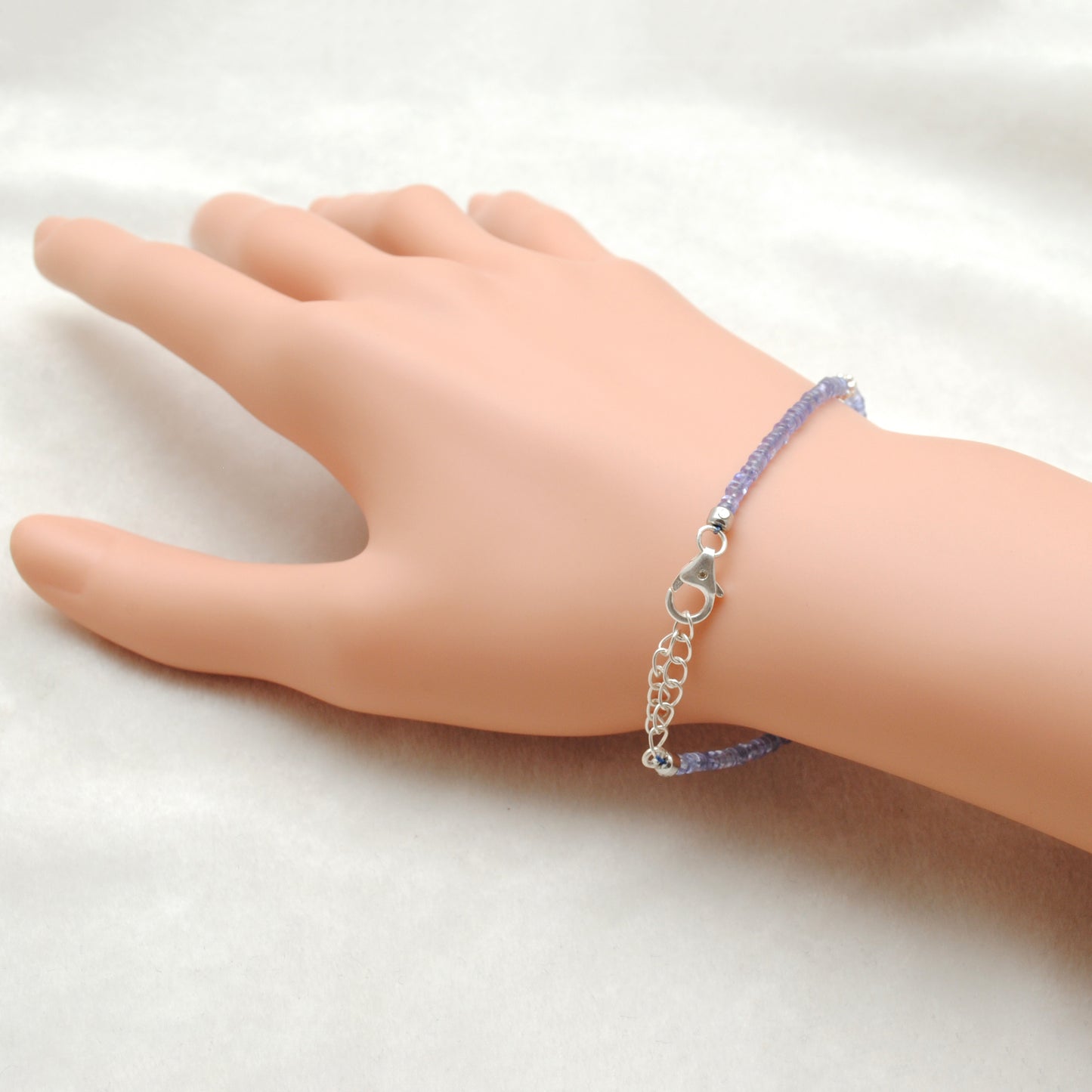 8" Natural Tanzanite & Diamond 925 Silver – Handmade Bracelet