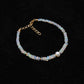 Natural Ethiopian Opal Rondelle 4mm Faceted Beads with 6mm Pearl Bracelet