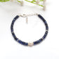 Natural Blue Sapphire Pearl Beaded Bracelet – 8" Long
