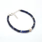 Natural Blue Sapphire Pearl Beaded Bracelet – 8" Long