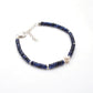 925 Sterling Silver Blue Sapphire & Pearl Beaded Bracelet