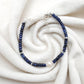 925 Sterling Silver Blue Sapphire & Pearl Beaded Bracelet