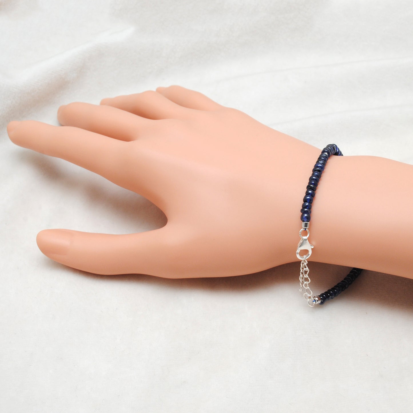 925 Silver Blue Sapphire & Pearl Beaded Bracelet