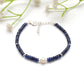 925 Silver Blue Sapphire & Pearl Beaded Bracelet