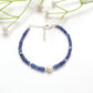 925 Sterling Silver Kyanite & Pearl Beaded Bracelet – Dainty Gift