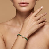 925 Sterling Silver Emerald & Diamond Beaded Bracelet – Elegant Gift for Her
