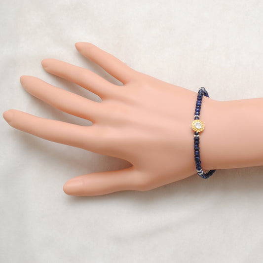 8" Natural Blue Sapphire & Diamond Bracelet - view 3