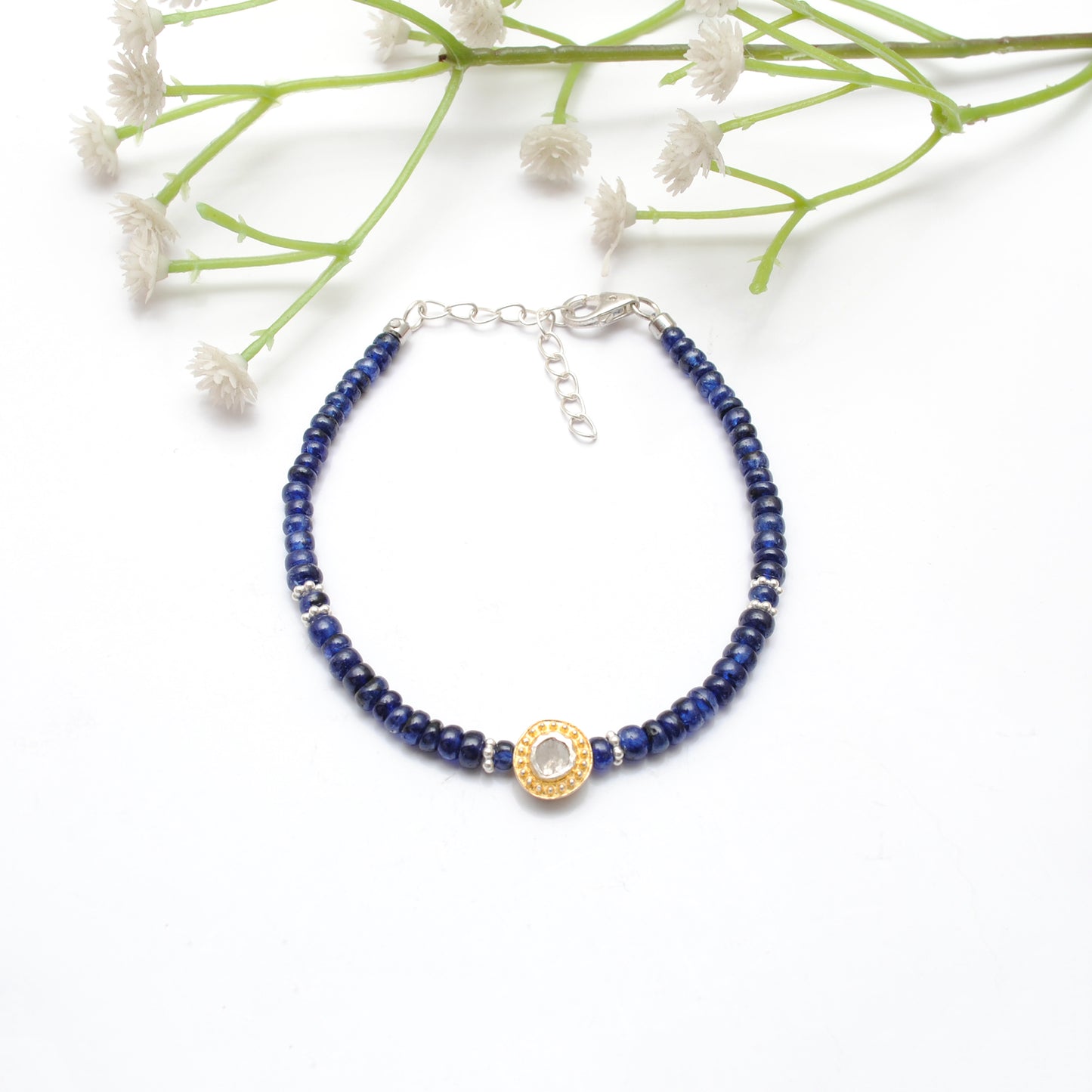 8" Natural Blue Sapphire & Diamond Bracelet