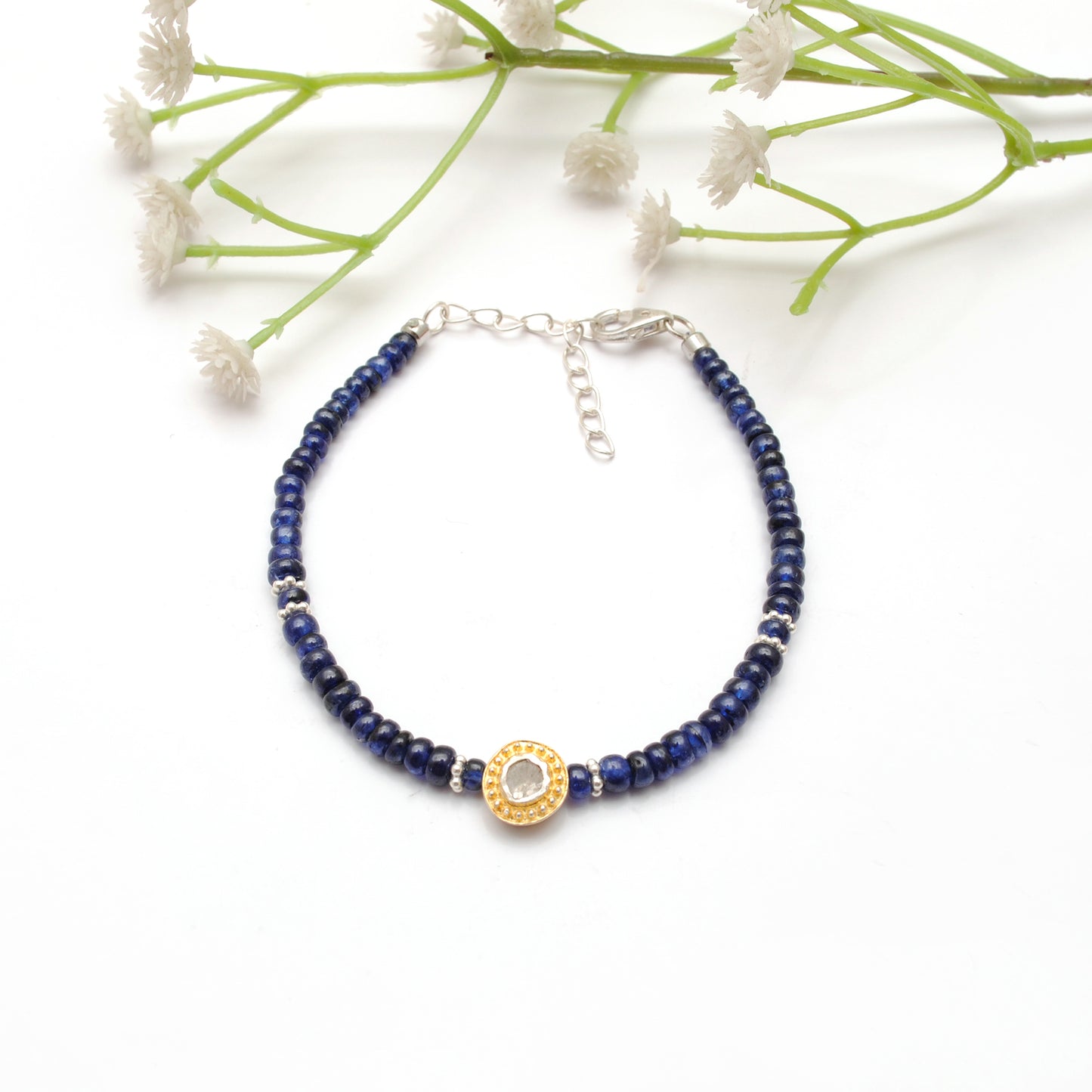8" Natural Blue Sapphire & Diamond Bracelet