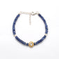 Natural Blue Sapphire & Diamond Beaded Bracelet in 925 Silver