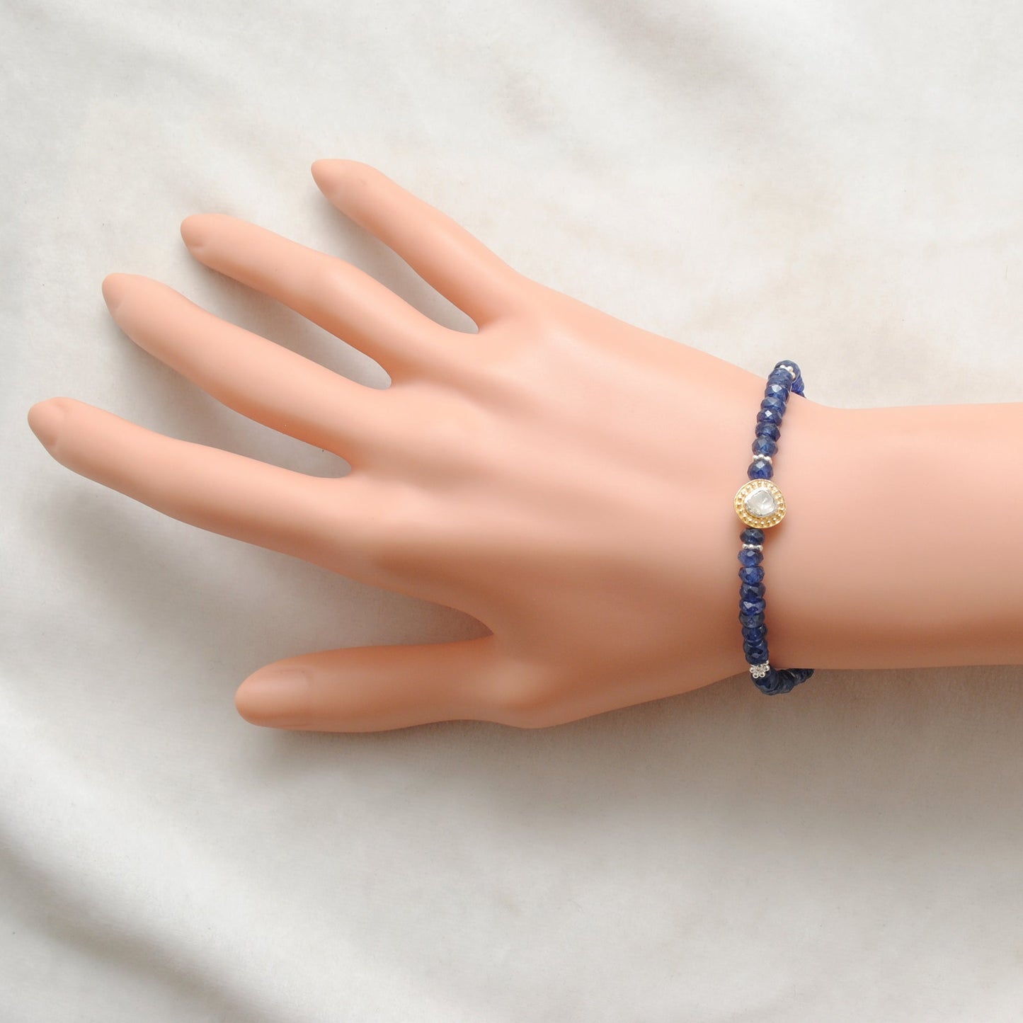 925 Sterling Silver Blue Sapphire & Diamond Bracelet – Dainty Gemstone Jewelry Gift