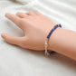 Natural Blue Sapphire & Diamond Beaded Bracelet in 925 Silver