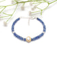 Natural Blue Sapphire & Diamond Beaded Bracelet in 925 Silver