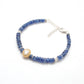 Natural Blue Sapphire & Diamond Beaded Bracelet in 925 Silver