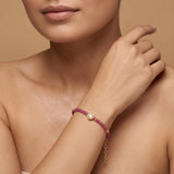 925 Silver Handmade 8" Natural Ruby & Diamond Bracelet