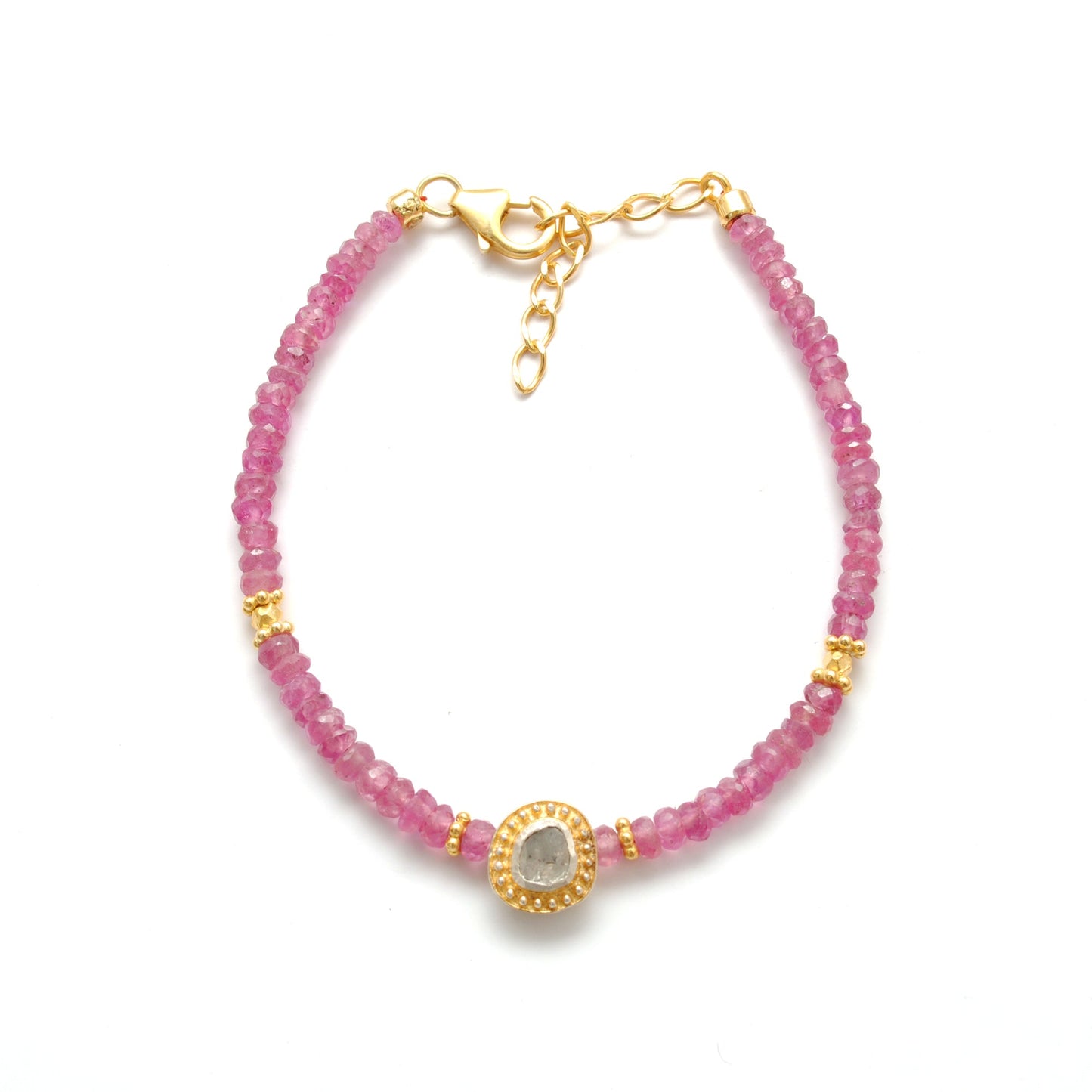 925 Sterling Silver Ruby & Diamond Bracelet – Red Gemstone Jewelry Gift for Her