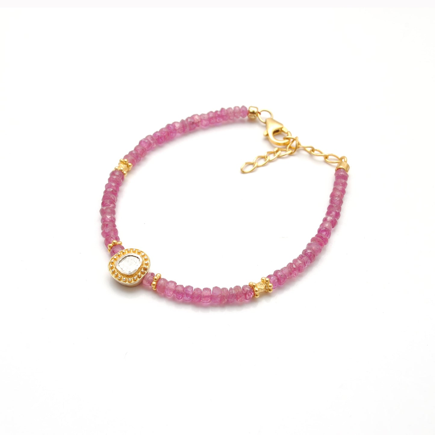 925 Sterling Silver Ruby & Diamond Bracelet – Red Gemstone Jewelry Gift for Her