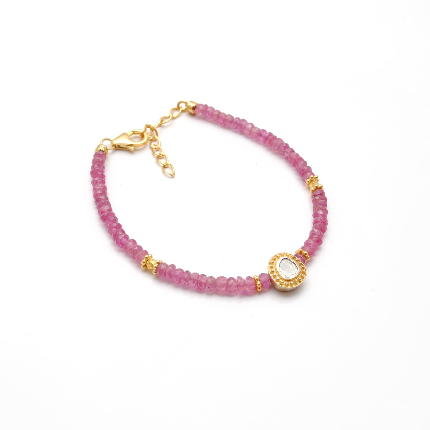 925 Sterling Silver Ruby & Diamond Bracelet – Red Gemstone Jewelry Gift for Her