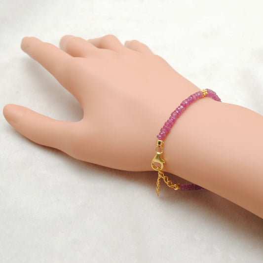 925 Sterling Silver Ruby & Diamond Bracelet – Red Gemstone Jewelry Gift for Her - view 3