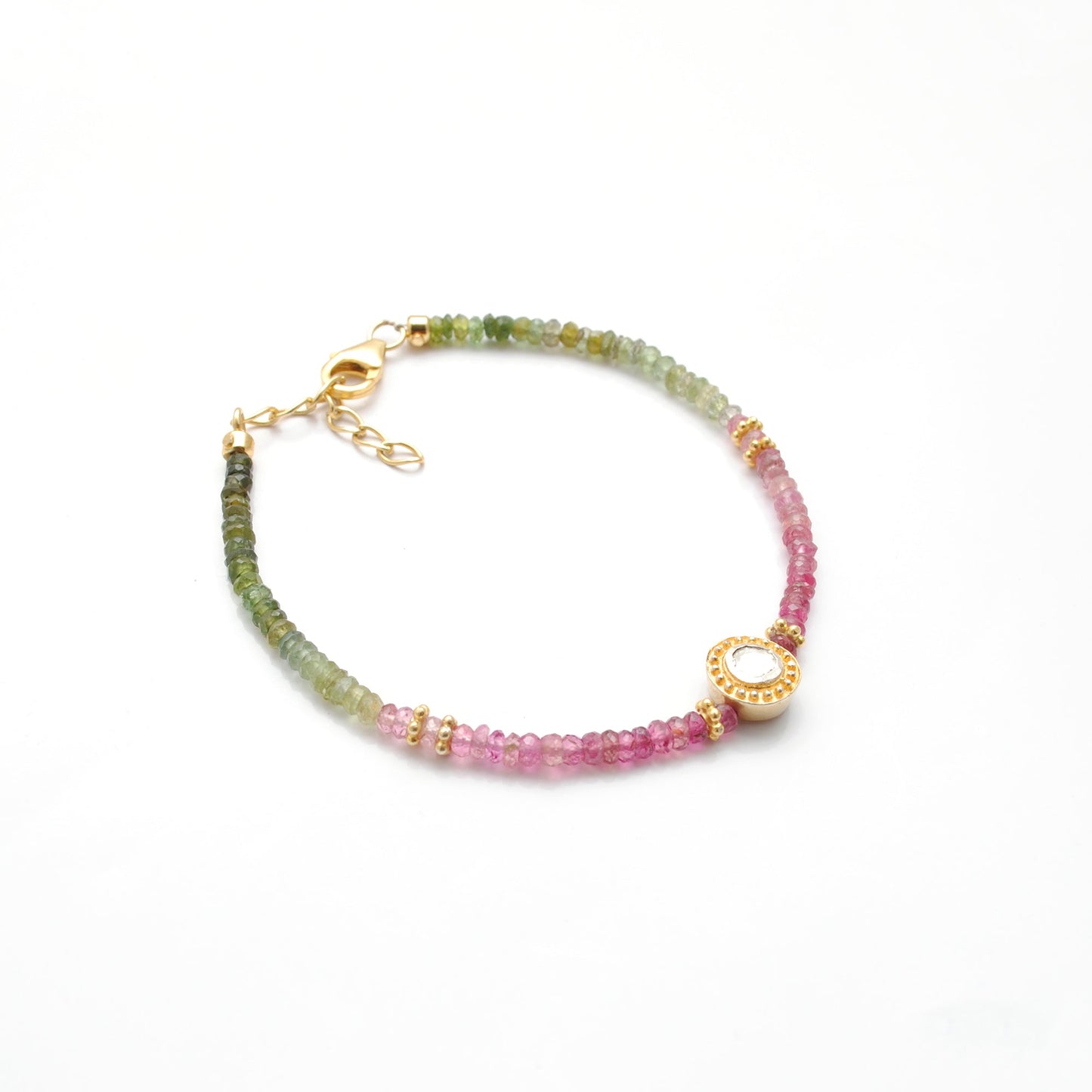 925 Sterling Silver Bracelet with Multi Tourmaline & Diamond Accents