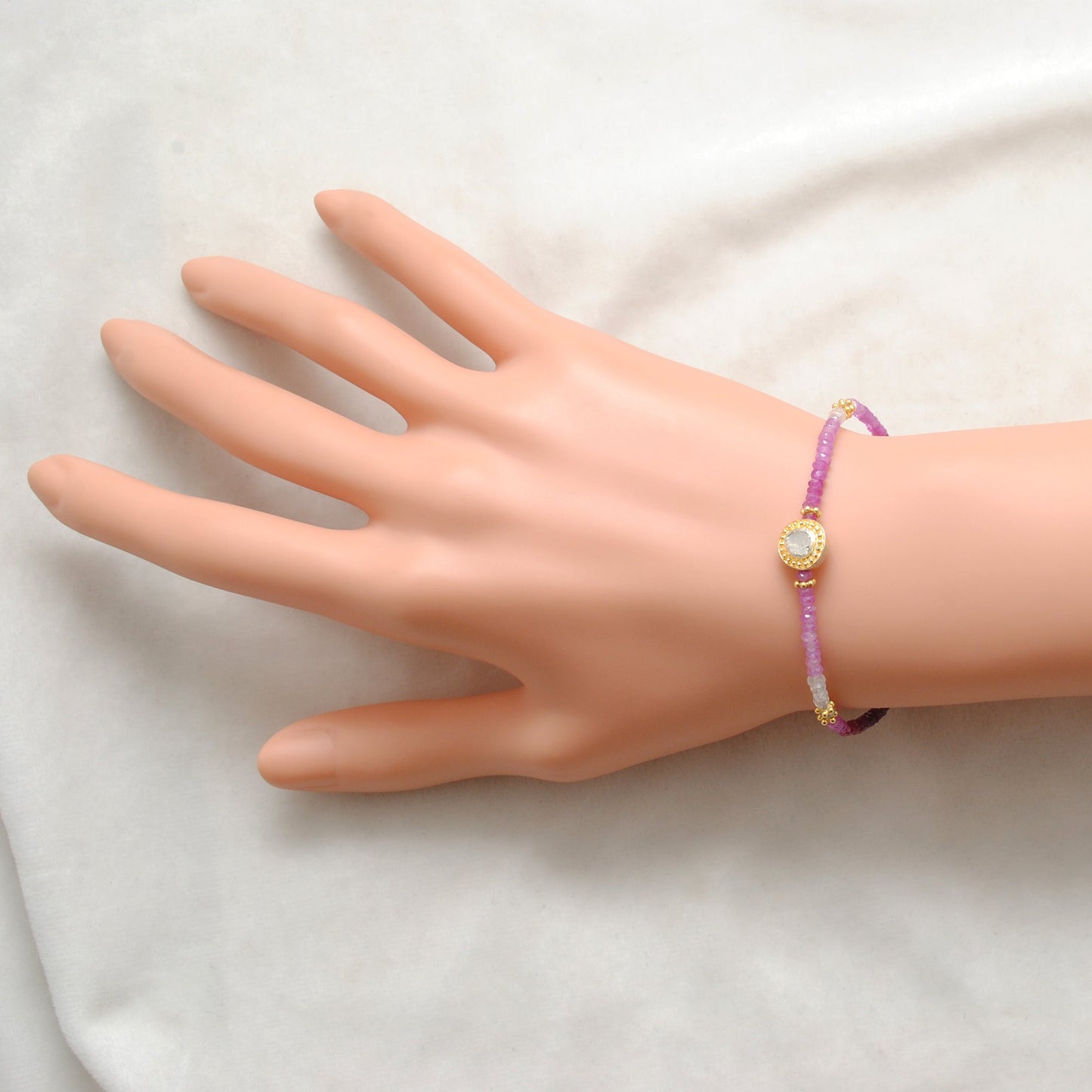 925 Sterling Silver Shaded Ruby & Diamond Bracelet – 8 Inch Gemstone Jewelry