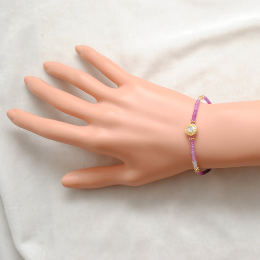 925 Sterling Silver Shaded Ruby & Diamond Bracelet – 8 Inch Gemstone Jewelry