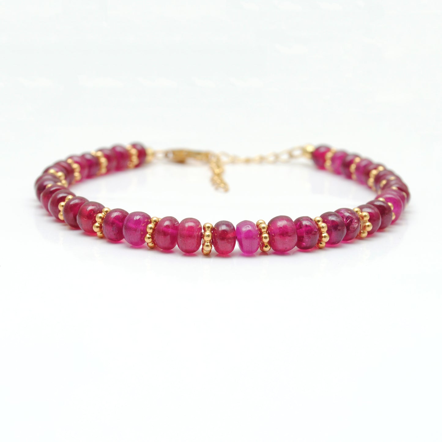 Natural 4.5-5.5mm Ruby Rondelle Beads 9" Bracelet for Women