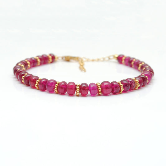 Natural 4.5-5.5mm Ruby Rondelle Beads 9" Bracelet for Women