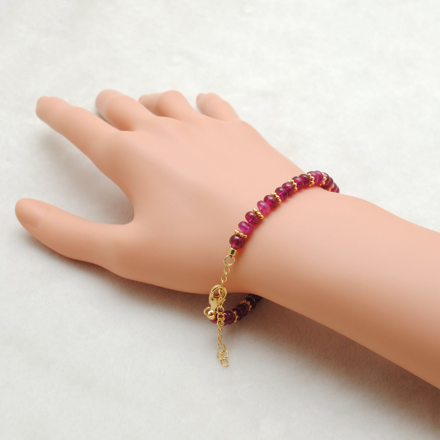 Natural 4.5-5.5mm Ruby Rondelle Beads 9" Bracelet for Women