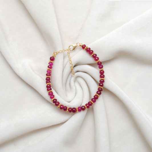 Natural 4.5-5.5mm Ruby Rondelle Beads 9" Bracelet for Women - view 3