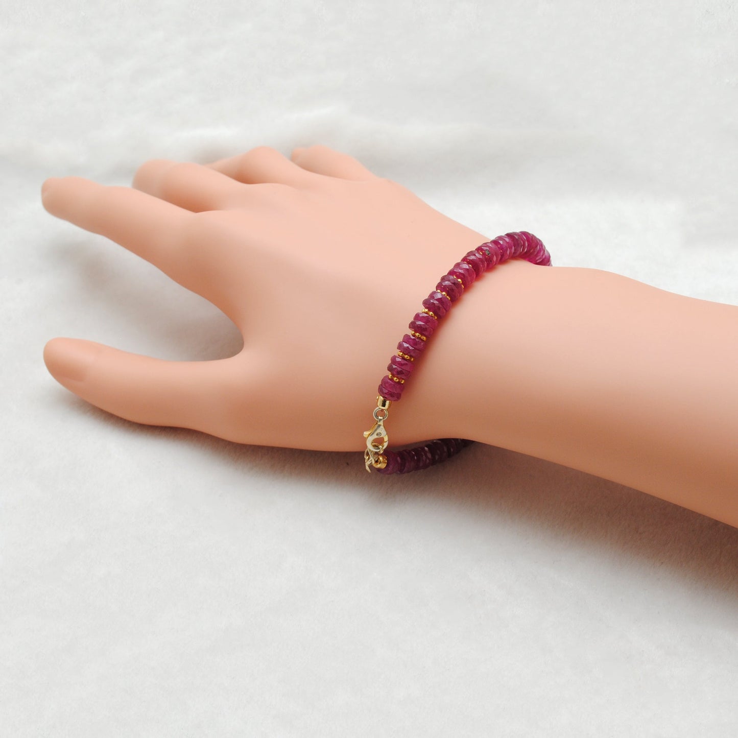Ruby Bracelet, 925 Sterling Silver, 7.5-Inch Genuine Ruby Gemstone Jewelry