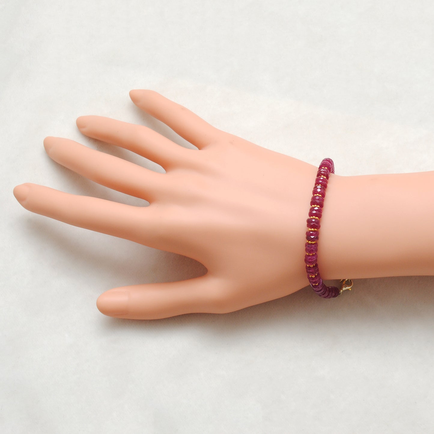 8Inch Natural Ruby Bracelet for Women – 5-6mm Tyre Shape Plain Beads