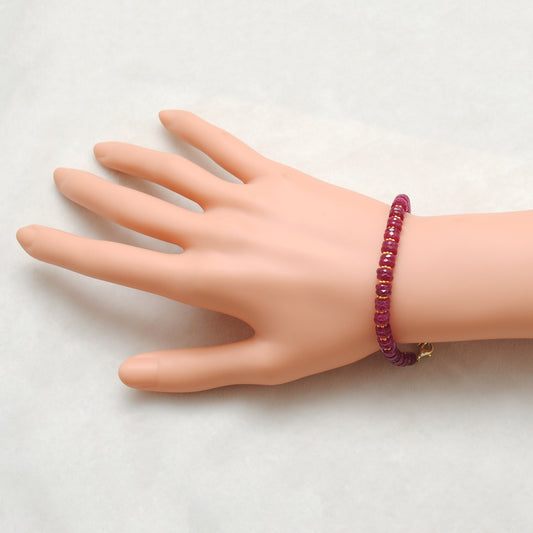 8Inch Natural Ruby Bracelet for Women – 5-6mm Tyre Shape Plain Beads - view 3