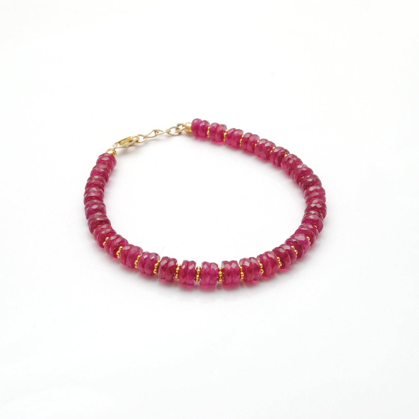 Ruby Bracelet, 925 Sterling Silver, 7.5-Inch Genuine Ruby Gemstone Jewelry