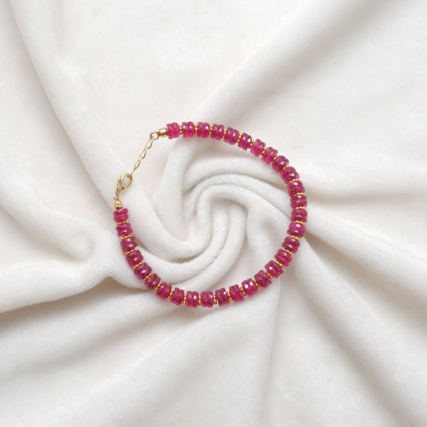 Ruby Bracelet, 925 Sterling Silver, 7.5-Inch Genuine Ruby Gemstone Jewelry