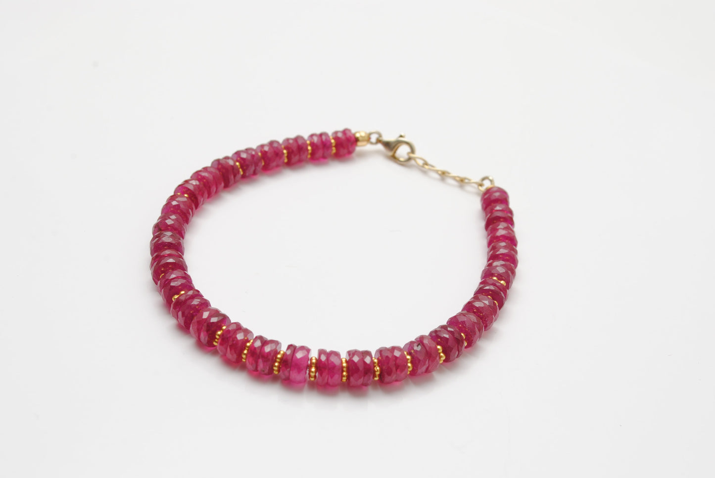 Ruby Bracelet, 925 Sterling Silver, 7.5-Inch Genuine Ruby Gemstone Jewelry