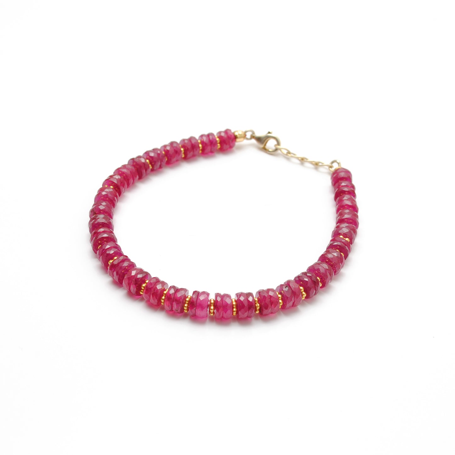 8Inch Natural Ruby Bracelet for Women – 5-6mm Tyre Shape Plain Beads