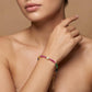 925 Sterling Silver Multi-Gemstone Beaded Bracelet. Ruby Emerald Sapphire