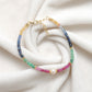 925 Silver Multi-Gemstone Beaded Bracelet – Blue Sapphire, Emerald, Ruby & Pearl