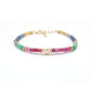 925 Silver Multi-Gemstone Beaded Bracelet – Blue Sapphire, Emerald, Ruby & Pearl