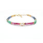 925 Sterling Silver Multi-Gemstone Beaded Bracelet. Ruby Emerald Sapphire