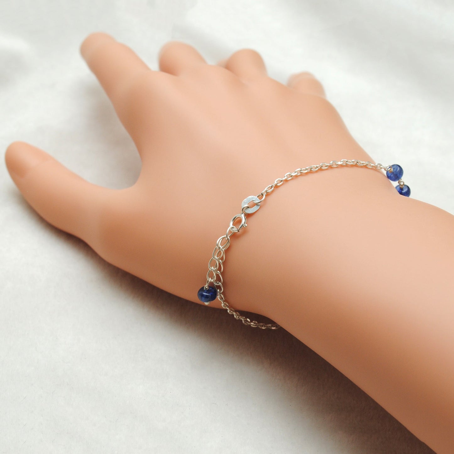 925 Sterling Silver Ruby & Multi-Sapphire Beaded Bracelet